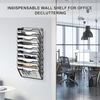 EasyPAG Wall File Organizer for Office 10 Pocket Mesh Wall Mounted Paper Organizer Hanging Folder Holder with Nametag Label for Home School, Black