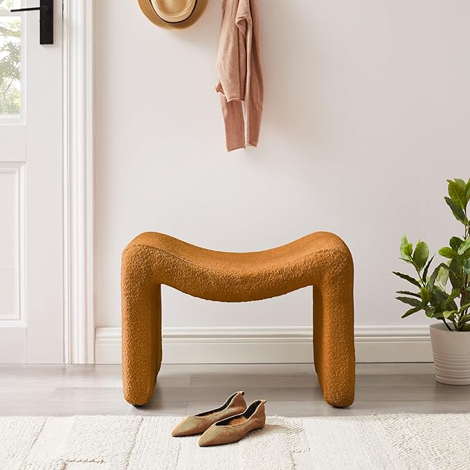 VANOMi Large Footstool Ottoman, Multi-Functional Modern Foot Stool, Sofa Footrest Extra Seating for Living Room, Entryway, Hallways and Bedrooms, Large, Curry