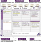 ALKALO 104 Pgs Weekly To Do List Notepad, 52 Duplex-Printed Undated Sheets 100 GSM（8.5"×11") Weekly Desk Planner For Work Home School Office Desk Accessories Supplies & Goal Setting Tasks - Purple Iris