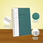 Spiral Notebook-5.75" x 8.125" College Ruled Journal with Inner Pockets and 160 Pages,PU Leather Cover Business Journal, Twin-Wire Binding Notebook Perfect for Office & Home School Supplies 6 pack Black/Green
