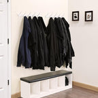 SKOLOO Modern Metal Wall Coat Rack with 5 Hooks, Pack of 2, Sturdy Wall Hook Rack for Hanging Coat, Jacket, Clothes, Hat, White