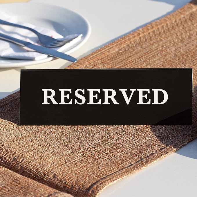 6 Pieces Plastic Reserved Table Sign Table Tent Wedding Guest Reservation Seat Sign for Restaurant Wedding Chairs