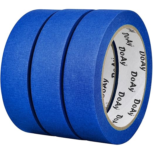 DOAY 3 Pack Blue Painters Tape - Masking Tape 1 Inch Wide - Multi-Surface, Smart Adhesion, Indoor & Outdoor - 300FT Total - Paint Tape for DIY, Labeling, Art, Car, General Purpose (#3910)