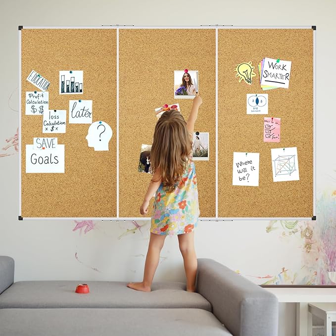 XBoard Large Cork Bulletin Board 72 x 48 Inch, 6' x 4' Big Push Pin Corkboard with Aluminum Frame | Cork Message Notice Board for School, Home & Office Wall Display and Organization