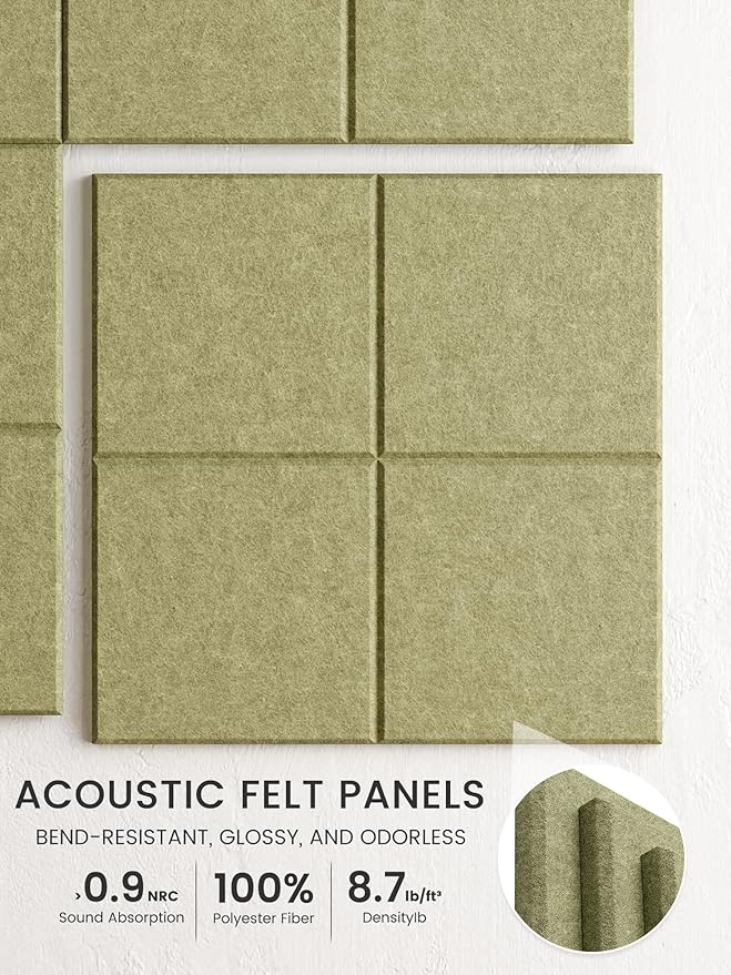 Bumusty Large Felt Bulletin Board 48" x 36" Cork Board Alternative-12 Pack with 70 Safe Removable Adhesive Tabs, Cork Boards for Walls Cork Board for Home Office Classroom Pin Board (Olive Green)