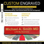 Engraved Name Plates for Door Sign Personalized Red Plastic Plaque with Gold Letters - Made in USA 2x8 B17