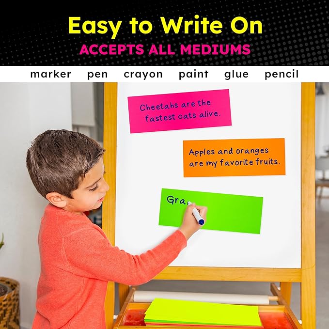 Hygloss Small Poster Board 4x11 - 50 Neon Yellow Single Color Poster Boards Bulk Pack - 10 Pt. Thickness Colored Poster Board Paper for Projects, Flash Cards, Signs - Posterboard Multipack 4" x 11"