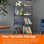 Amazon Basics Cube Wire Grid Stackable Storage Shelves, 6-Cube, 12.6"D x 26"W x 38"H, Black