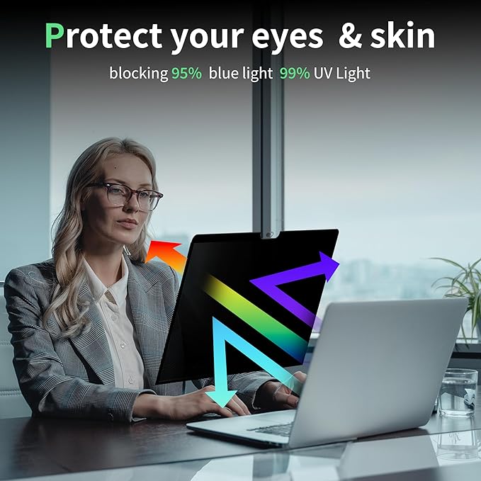 Privacy Screen for MacBook Air 13 Inch M1(2018-2021)& Mac Pro 13In M1/M2(2016-2022),Anti Blue Light Glare Filter Removable, Bubble-Free Monitor Shield Black Laptop Film With Camera Cover