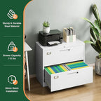 Letaya 2 Drawer Metal Filing Organization Office Cabinets with Lock,Lateral File Cabinets for Home Office Hanging Files Letter/Legal/F4/A4 Size (2 Drawer-White)