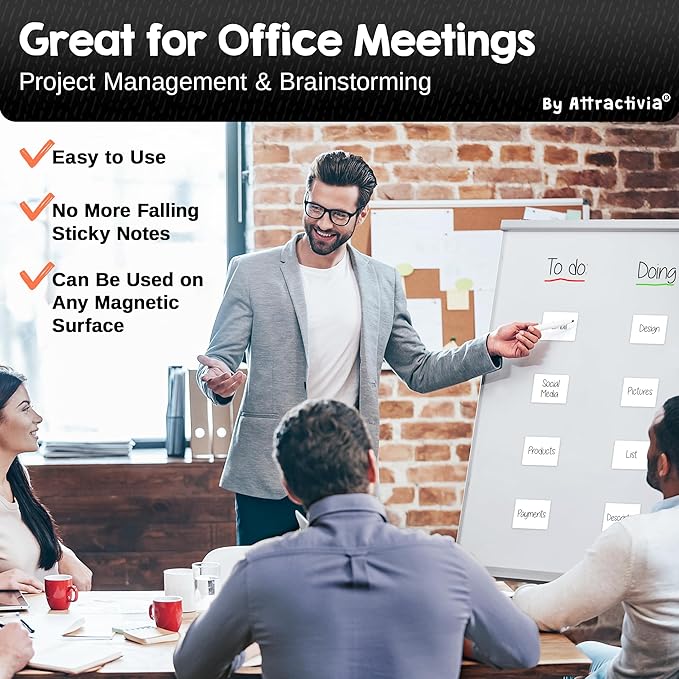 Attractivia Dry Erase Magnetic Labels 2.8 x 1.8 in, Small Dry Erase Magnets, 40-Pack, White Erasable Write-On All-Purpose Labels, for Office, Education, Home, Whiteboard