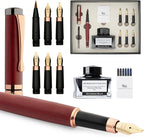 Wordsworth & Black Calligraphy Pen Gift Set, Includes Ink Bottle, 6 Ink Cartridges, Refill Converter, 6 Replacement Nibs, Luxury Bamboo, Journaling, Smooth Writing Pens [Violet Wood]