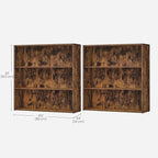 VASAGLE Set of 2 Bookshelves, 31.5 Inches Wide, 3-Tier Open Bookcases with Adjustable Storage Shelves, Floor Standing Units, Rustic Brown ULBC173X01-2
