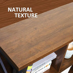 VAKATRELL 8 Cube Storage Organizer Bookshelf, Industrial Horizontal Bookcase, Accent Cubby Shelf, Media Console Table for Living Room, Home Office, 13.6" D x 63" W x 30.9" H, Brown Walnut