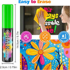 FansArriche Liquid Chalk Markers, 15mm Jumbo Car Window Markers, 8 Pack Erasable Neon Chalk Pens for Chalkboard, Blackboard, Glass, Signs, 3-in-1 Nib