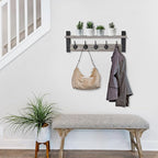 Sorbus Coat Hooks Wall Mount with Shelf – 24 Inch Coat Rack Wall Mount with 5 Heavy Duty Hooks – Floating Wall Shelf with Hooks for Entryway, Bathroom, Bedroom, Kitchen, or Mudroom (Gray)