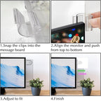 Keenjorika 2PCS Multifunctionnal Monitor Documents Holder, Clear Acrylic Board with Clips, Desktop Message Board for Office with Sticky Note,Monitor Documents Holder (Grey)