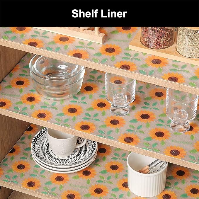 Cooyes Shelf Liner – Premium Non-Adhesive Cabinet & Drawer Liner for Kitchen – Waterproof Shelf Paper with Modern Pattern – Durable EVA Cabinet Mat – Easy to Cut （17.5" W x 197" L）