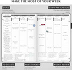 Legend Hourly Schedule Planner PRO Dated Jan 2026-Jan 2027 – Deluxe Weekly & Daily Organizer with Time Slots. Appointment Book Journal for Work & Time Management, A4 Hardcover, Black