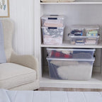 Rubbermaid Cleverstore Clear Dorm Variety 16-Pack, Made in USA, Stackable Large Clear Storage Bins with Lids, See-Through Plastic Storage, with Latching Lids, BPA-Free