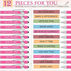 Zonon 12 Pcs Inspirational Pens Bulk Funny Ballpoint Pen with Stylus Tip Motivational Gifts for Valentine's Day Teacher Coworkers Nurse School Office Supplies(Pink,Boss Lady)