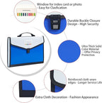 Legal Size 13-Pockets Expanding File Folder with Handle, Plastic Accordion Filling File Folder Expandable Monthly Portable Paper Document Organizer for Office School & Home (Blue-1)