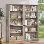 RWYHG 70" Grey Tall Bookshelf,5-Tier Thick Wooden Book Shelf with Adjustable Shelves,Free Standing Farmhouse Bookcase with Open Display Storage,Floor Vintage Bookshelves for Living Room,Office