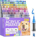 LET'S RESIN PAINT136 Colors Acrylic Paint Markers Direct Liquid,Brush Tip Acrylic Paint Pens for Coloring,Water-Based Acrylic Markers for Drawing,Painting,Canvas,Art Supplies,Craft