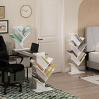 Furinno Tree Book Shelf, 5-Tier Bookshelf, Tree Bookcase for Room Decor, 8.4 x 15.7 x 30.3, for Living Room, Bedroom, Home Office, White
