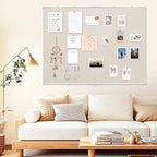 AMUSIGHT Double-Sided Large Cork Board with Linen, 60" x 40" Foldable Hanging Aluminum Framed Bulletin Board, Vision Board Pin Board Corkboards for Walls, Office, School Decor, 20 Pushpins