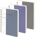 Spiral Notebook-5.75" x 8.125" College Ruled Journal with Inner Pockets and 160 Pages,PU Leather Cover Business Journal, Twin-Wire Binding Notebook Perfect for Office & Home School Supplies 3 pack Violet ReefBlue Grey