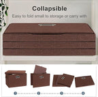 Graciadeco Large 17" 36 Quart Collapsible Stackable Storage Bins with Lids, 3 Packs Dark red Foldable Fabric Closet Storage Boxes with Lids, Heavy-duty Linen Cube Baskets(17x12x11)