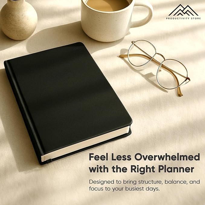 Daily Planner 2026 (5" x 8") - The Ultimate Daily Workflow Planner with Hourly Schedule & Task List to Achieve Your Goals by PRODUCTIVITY STORE (A5, Black)