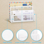 Marbrasse Mail Organizer for Desk, 3-Slot Mesh Metal Mail Holder countertop, Letter Holder, Office Desktop Envelope and Document Storage Rack (White)