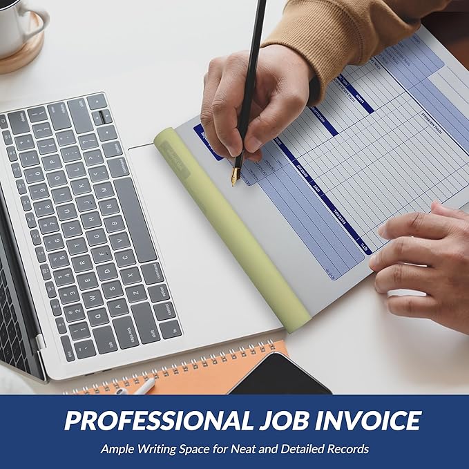 Harfesto Job Work Order Forms, Large Size Contractor Invoice Book 8-1/2" x 11-7/16", Invoice Receipt Book for Small Business, 2-Part Carbonless Forms, 100 Sets (2 Books)