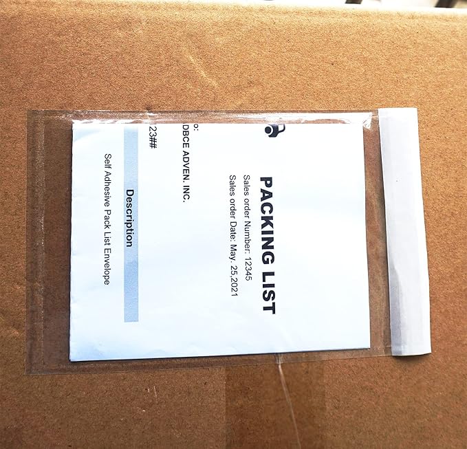 Premium 4.7''x7.5'' Packing List Envelopes, Tailored Size for 4x6'' Shipping Labels,Self Adhesive Shipping Label Pouches/Sleeves (100 pack)