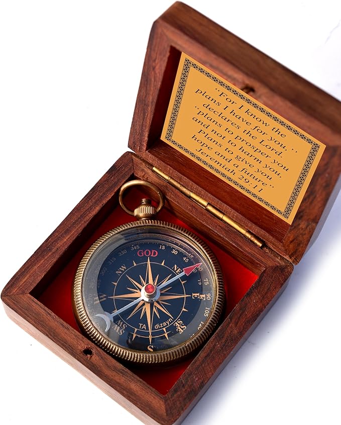 For I Know The Plans I Have For You, Jeremiah 29:11, Solid Brass Directional Engraved Compass, Baptism Gifts for Boys Girls, First Communion, Christian Gifts for Men, First Confirmation Gifts for Boys