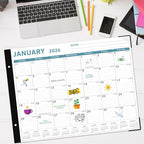 Desk Calendar 2026, KOPEESY 22" x 17" Large Desk Calendar, From January 2026 to June 2027, Desktop Calendar with Notes and Thick Paper for Home, Office and School (Blue)