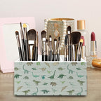 QZQE Dinosaur Gifts Pen Pencil Holder Organizer for Desk, Dinosaur Gifts for Boys Kids, Dino Striped Wooden Box Signs Decorations for Home Classroom Kids Boys Room Bedroom Desk Tabletop