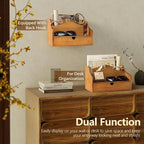 Pine Wood Mail Organizer For Desk - Rustic Mail Sorter With Drawer & Dividers 4-Slot Letter Sorter For File And Jewelry - Wooden Letter Holder For Desk Organization & Home Office Decor (Yellow)