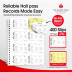The Spoiled Office Hall Pass Slip Book with Carbonless Duplicates 400 Pcs - 2 3/4"x3 3/4"- Easy Tracking Log Book for School Carbon Copy, School Supplies, Office Supplies for Desk, Spiral Bound.