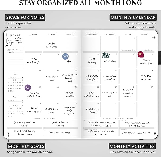 Legend Hourly Schedule Planner PRO Dated Jan 2026-Jan 2027 – Deluxe Weekly & Daily Organizer with Time Slots. Appointment Book Journal for Work & Time Management, A4 Hardcover, Black