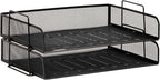 Mind Reader Stackable Paper Tray, Desktop Organizer, File Storage, Office, Metal Mesh, 13.25" L x 9.75" W x 6.25" H, 2 Pcs., Black