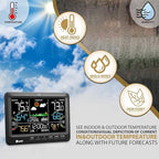 Weather Station Indoor Outdoor Thermometer Wireless, Home Atomic Clock with Large Constant Display, Inside Outside Temperature Humidity Monitor, Dew Heat Point, Barometer Black