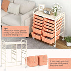 Giantex 12 Drawers Rolling Storage Cart, Classroom Organizers with Wheels for Tools Scrapbook Craft Paper Teacher Office School Supplies (Peach Fuzz)