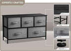 Sorbus Dresser with 5 Drawers - Storage Chest Organizer Unit with Steel Frame, Wood Top, Easy Pull Fabric Bins - Long Wide TV Stand for Bedroom Furniture, Hallway, Closet & Office Organization