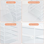 LEKETREE Desk Organizers and Accessories, 5-Tier Paper Letter Tray Organizer with File Holder, Desktop Organizer for Office Supplies (White)