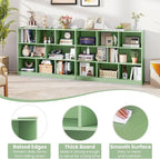 Giantex 8 Cube Bookcase, Freestanding 3-Tier Open Bookshelf, Modern Storage Display Cabinet, Wood Cube Storage Organizer for Living Room, Kid’s Room, Mint Green