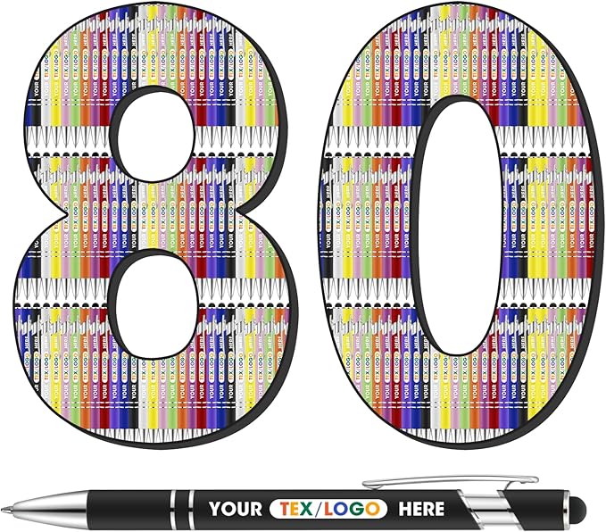 ENOMY Personalized Pens Bulk Free Engraved with Logo/Name/Message Black Ink Custom Pens Customized Stylus Ballpoint Pens Ideal Gifts for Business Anniversary (80)