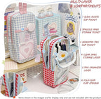 UINSUE Cute Pen case Adorable Bunny Transparent 3-Layer Large Capacity Pencil Case Gadget organizer with Lovely Stickers (Pink Polka Dot)